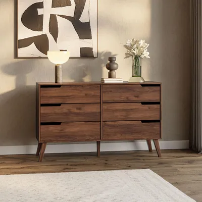 Produktbild von Kommode NOREL - Modernes Sideboard in Warmia Walnuss mit 6 Schubladen