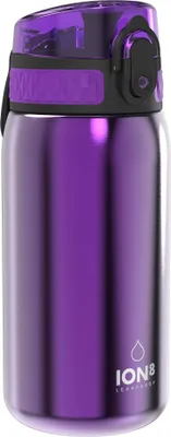 Produktbild von ION8 Kinder-Trinkflasche aus Edelstahl, 400 ml/13 oz, nicht isoliert, auslaufsicher, Lila
