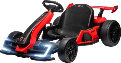 Produktbild von Go-Kart für Kinder, Elektro-Kart mit Hupe und Musikfunktion, verstellbarer Sitz, bis 12 km/h, Kunststoff, Metall, Rot
