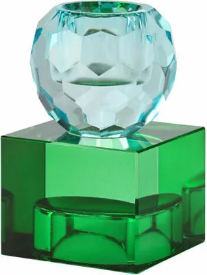 Obrázek produktu pro Dárková společnost Svícen / svícen na čajovou svíčku Sari ball cube, svícen, sklo, světle modrá / zelená, v 8 cm, 1163001008