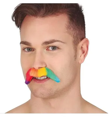 Immagine prodotto di Baffi arcobaleno accessorio festa festival carnevale costume in maschera divertente colorato carnevale hit fun maker accessorio unico, colore: multicolor