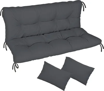 Produktbild von Hollywoodschaukel Auflage, 120x50x50, Graphit, Gartenbankauflage, Sitz- und Rückenkissen, Matratze Gartenpolster [133]