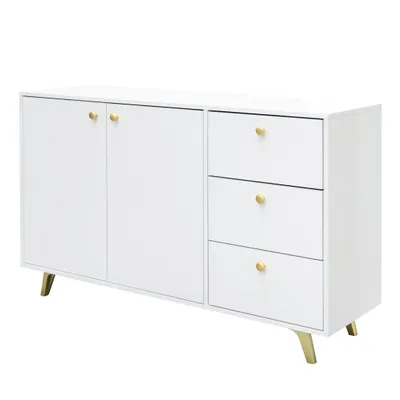Produktbild von Masseno Kommode GALIO 140 cm Sideboard mit Schubladen und 4 Türen für Wohnzimmer Schlafzimmer Modern 140x41x86 cm Weiß