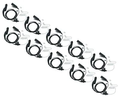 Produktbild von vhbw 10x Headset kompatibel mit Motorola DP3600, DP3601, XiR P8200, XiR P8208 Funkgerät mit PTT Mikrofon - transparent, schwarz, Akustikschlauch