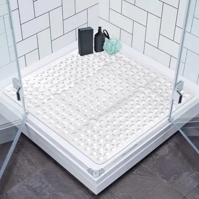 Image de Tapis de douche antidérapant, 70x70 cm, sans BPA, avec trous de drainage, à séchage rapide
