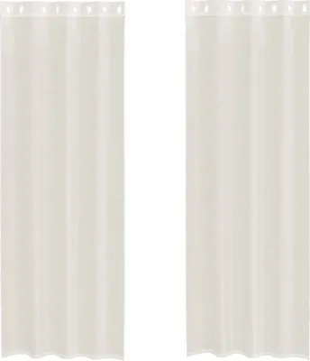 Image de vidaXL Voile Rideaux avec oeillets 2 pcs. Crème 140x260 cm
