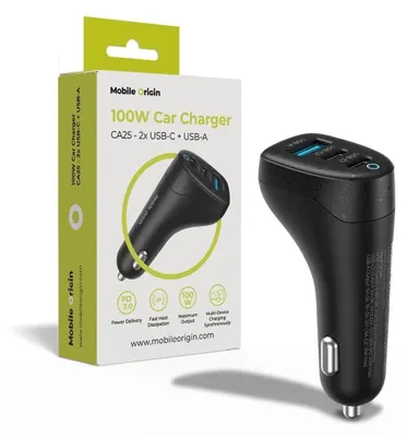 Obrázok produktu pre Mobilná nabíjačka do auta Origin 100 W Ca25 – 2x USB-C + USB-A