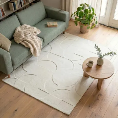 Produktbild von Volero - Teppich Wohnzimmer - Charm Circles Weiß - 230x330 cm - Wohnzimmer, Schlafzimmer - Modern, Skandinavisch