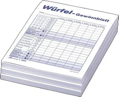 Produktbild von RNK Verlag Würfelspiel Gewinnblatt Block DIN A6 3 Blöcke á 85 Blatt