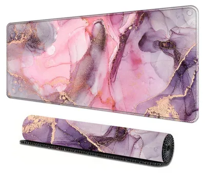 Immagine prodotto di Tappetino per mouse da gaming, dimensioni XXL (800 x 300 mm), design effetto marmo, antiscivolo, bordi cuciti