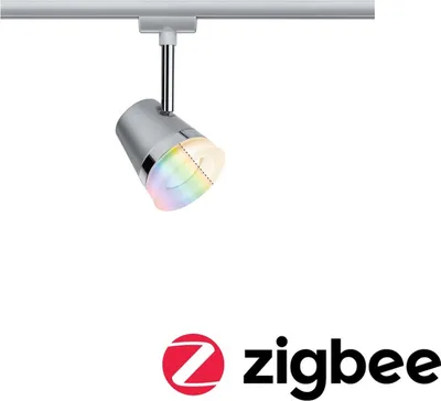 Produktbild von URail Schienenspot Smart Home Zigbee 3.0 Cone Einzelspot inkl. RGBW Leuchtmittel GU10 350lm 5,5W RGBW+ dimmbar 230V Chrom matt