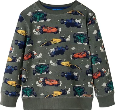 Produktbild von Kinder-Sweatshirt Khaki Gr. 92 mit Rennwagen-Aufdruck