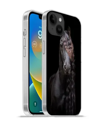 Produktbild von MuchoWow® Handyhülle Schutzhülle Hülle für Apple iPhone 14 Plus - Soft case Pferde - Friesisch - Mähne - Schwarz - Tiere Silikon Softcase Handy Hülle - Abbildung