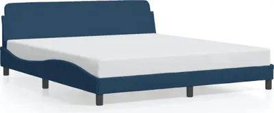 Produktbild von vidaXL Bettgestell mit Kopfteil "Dover" Blau 180x200 cm Stoff