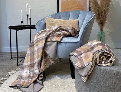 Produktbild von Irisette Kuscheldecke Fleecedecke Wendedecke 8907-80 130x170 cm Karo beige grau