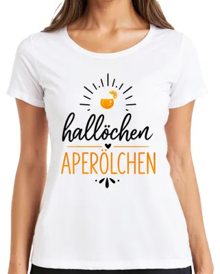 Immagine prodotto di Hallöchen, Aperol Spritz, cocktail, festa estiva, serata tra amiche, addio al nubilato, maglietta da donna, bianca, taglia 3XL