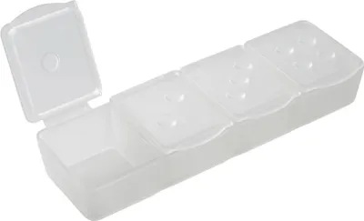 Produktbild von Fackelmann Tabletten-Box Tecno, Medikamentenbox mit 4 Fächern, vielseitige Pillendose, hochwertige Tablettendose, staubdichte Box, Dose lässt sich leicht öffnen (Farbe: Weiß)