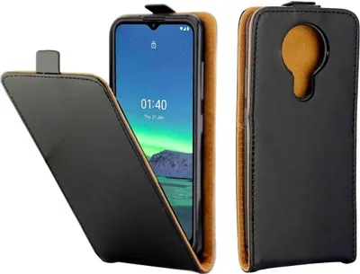 Produktbild von König Design Hülle kompatibel mit Nokia 45017 Kunstleder Handyhülle - Handy Case Schwarz