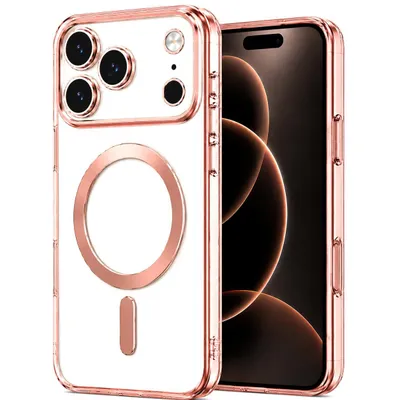 Obrázok produktu pre Magnetické puzdro na mobilný telefón vhodné pre Apple IPhone 17 PRO Max | Ochranný kryt s ochranným puzdrom na fotoaparát | kompatibilný s Magsafe | TPU silikón rose gold