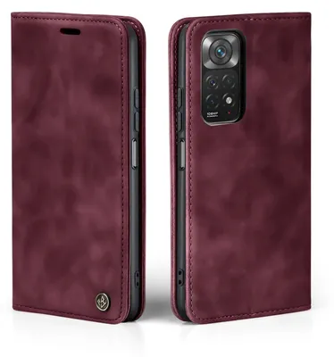 Produktbild von Handy Hülle für Xiaomi Redmi Note 11 Pro Klapphülle Bookcase Flip Cover Handy Tasche Etui Farbe: Weinrot