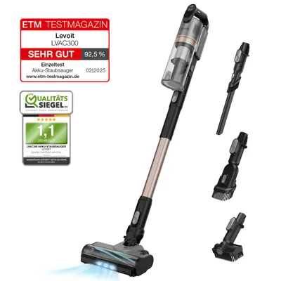 Produktbild von Levoit Akku-Staubsauger LVAC-300 Plus, 240W, HEPA, Anti-Verhedderungstechnik, 60 Min Laufzeit, ideal für Tierhaare