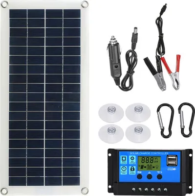 Obrázek produktu pro Přenosná sada 20 W solárních panelů - flexibilní 12 V s USB nabíjecím připojením a 300 W regulátorem pro obytné vozy a automobily