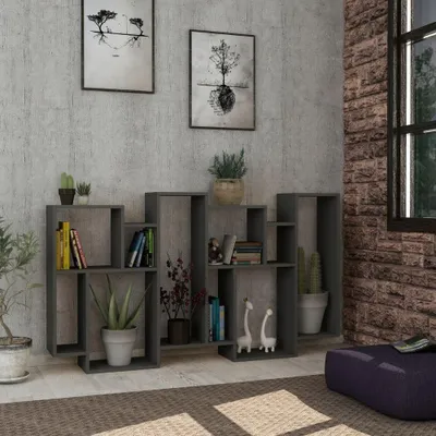 Immagine prodotto di Libreria Moderna 96x25,5x168,5 cm in MDF Karmato Antracite