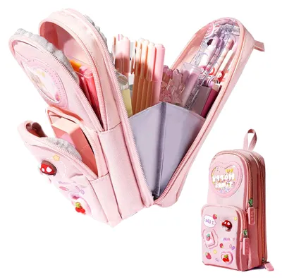 Produktbild von Federmäppchen mit großer Kapazität, uni, rosa