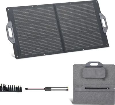 Produktbild von Faltbares Solarpanel - Tragbares Solarladegerät 100 W - 24% Wirkungsgrad - Monokristallin - MC4/USB-C/USB-A/DC Anschlüsse - IP65 - Für Powerstations - Für Camping & Wandern