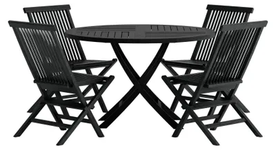 Image de Kenya set de jardin table Ø120 cm noir 4 chaises noir.