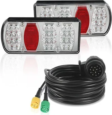 Produktbild von Rücklicht Set für Anhänger 12V 24V Wasserdicht mit 13-poligem Stecker und 5,5 m Kabel