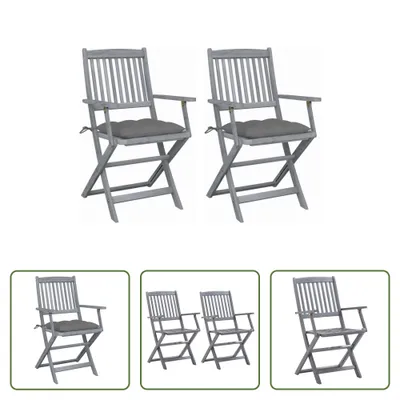 Produktbild von The Living Store Klappbare Gartenstühle 2 Stk. mit Kissen Massivholz Akazie