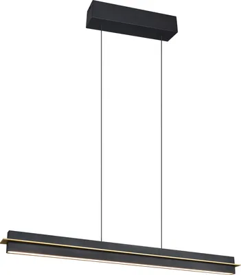 Image de Suspension LED, CCT, noir doré, tactile, intensité lumineuse variable, H 150cm