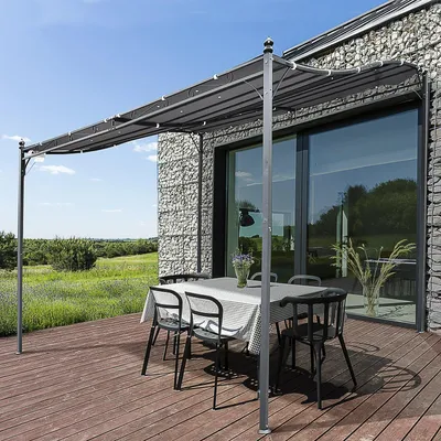 Productafbeelding van Pergola - Waterdichte Tuinpergola 3x3m - UV-Beschermend Dak - Stalen Frame - Grijs