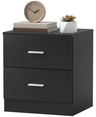 Produktbild von Moderner Nachttisch mit 2 Schubladen, ideal fš¹r Wohn- oder Schlafzimmer, 45 x 39,5 x 49 cm, schwarz.