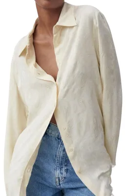 Produktbild von Zara Damenhemd glänzend cremefarben Oversize XS