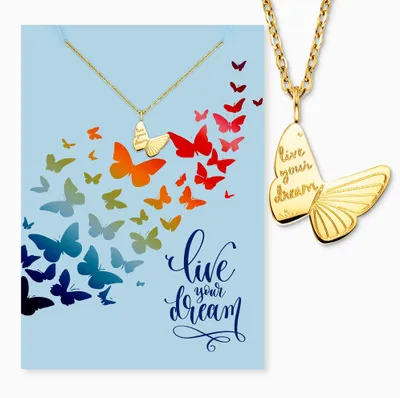 Produktbild von Engelsrufer Grußkarte Dream mit Halskette Edelstahl Gold – Liebevolles Geschenk