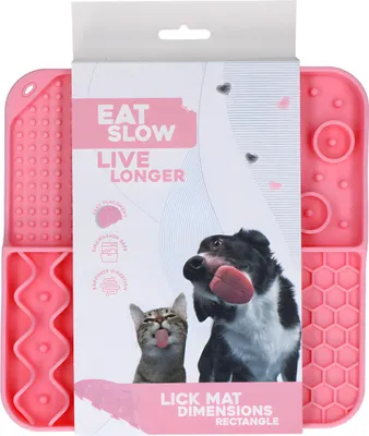 Produktbild von Eat Slow Live Longer Leckmatte mit tiefen Fächern rosa, Maße: 21 x 21 cm