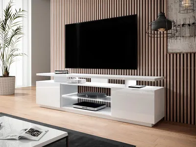 Obrázek produktu pro TV stolek s LED osvětlením ALANA - lesklá bílá