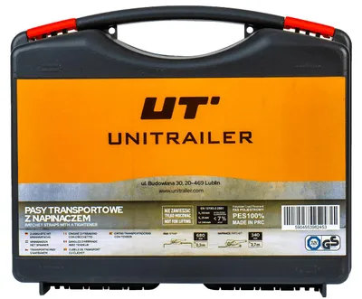 Produktbild von Set Aus Vier Orangefarbenen Unitrailer 4M/25Mm/0,68T Transportgurten Mit Spannvorrichtung Im Koffer