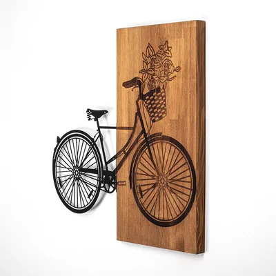 Wandaccessoire aus Holz und Metall, 58x60 cm, Walnuss/Schwarz