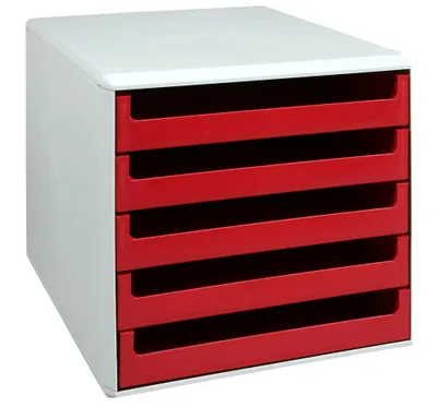 Produktbild von M&M Schubladenbox  rot 30050906, DIN A4 mit 5 Schubladen