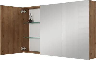 Produktbild von Planetmöbel ARIA Spiegelschrank für das Bad 120 cm Gold Eiche, ohne Leuchte und Steckdose