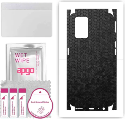 Produktbild von apgo Rückseite + Seiten Schutzfolie, Skin, kompatibel mit Realme GT 5G, Hinten Displayschutzfolie aus Vinylfolie, kratzfest, einfache Montage - Schwarze Honigwabe