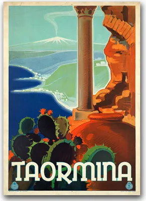 Produktbild von Poster - Canvas - Leinwand - 59,4 cm x 84,1 cm - Fotoposter - Leinwandkunst - Taormina Italien