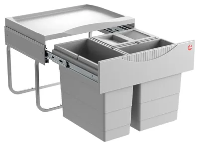 Produktbild von Hailo Tandem 3-fach Mülleimer Küche Einbau 50-60cm Schrank Vollauszug