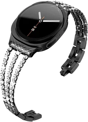 Produktbild von Stravo Damen Luxus Edelstahl Gliederarmband mit Strasssteinen für Samsung Galaxy Watch 8 (40/44 mm) & Watch 8 Classic 46 mm - Elegant - Schwarz