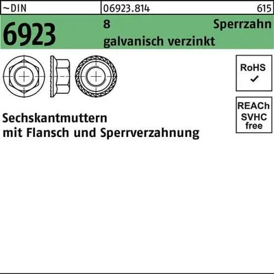 Produktbild von Reyher  Sechskantmuttern DIN 6923 8 M 10 vz (500 Stück)