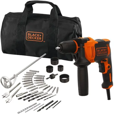 Obrázok produktu pre Black & Decker BEH710SA40, Pištoľová vŕtačka, Čierna, Oranžová, 1,3 cm, 2800 ot/min, 2,5 cm, 1,3 cm