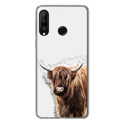 Produktbild von MuchoWow® Handyhülle Schutzhülle Hülle für Huawei P30 Lite Schottischer Highlander - Farbe - Grau Silikon Softcase Handy Hülle - Handyhülle